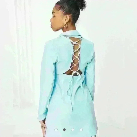 NWT Saint Genies strappy cutout back blazer dress in blue size 6 - Picture 3 of 5